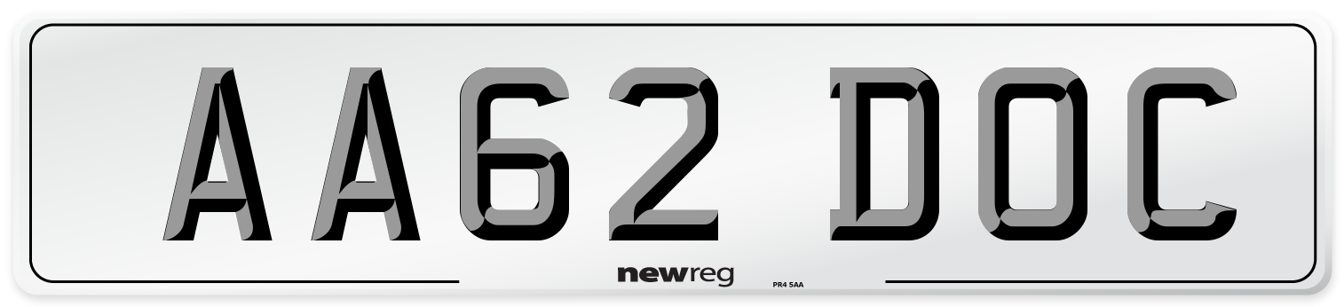 AA62 DOC Number Plate from New Reg